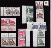 Une Série  8  Paires   Bords De Feuille   Timbres   Deutsche Bundespost Berlin    ** Monuments - Ungebraucht