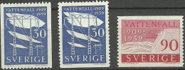 SUECIA 1959 Yt 437/8 + 437a ** Mnh - Ongebruikt