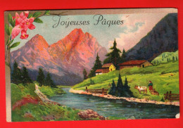 ZVW-20  Joyeuses Pâques  Paysage Alpin, Rhododendron. Cachet Postal 1933 Expédiez à Tems Vos Envois De Pâques  - Easter