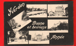 ZVW-28  RARE Yverdon Carte Multivues Bonne Et Heureuse Année. Circulé 1904 Vers Carouge - Yverdon-les-Bains 