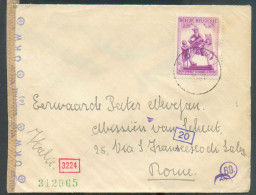 N°590 - 2Fr25 Obl. Sc St ELOIS VIJVE Sur Lettre Censurée (bande Et Cachet Allemands) Du 17-XI-194 Vers Roma (Italie)  - - Storia Postale