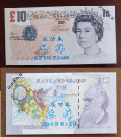 China BOC (Bank Of China) Training/test Banknote,United Kingdom Great Britain POUND C Series £10 Specimen Overprint,used - [ 8] Specimen