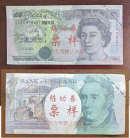 China BOC (Bank Of China) Training/test Banknote,United Kingdom Great Britain POUND D Series £5 Specimen Overprint,used - [ 8] Ficticios & Especimenes