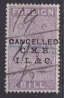 GB  QV  Fiscals / Revenues Foreign Bill  £1 Lilac With Company Overprint Barefoot Barefoot 114 Good Used - Revenue Stamps