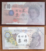 China BOC (Bank Of China) Training/test Banknote,United Kingdom Great Britain POUND D-1 Series £10 Specimen Overprint - [ 8] Specimen