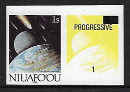 Tonga Niuafo'ou 1989 Comet - Space -  Imperf Plate Proof Pair - From Evolution Of Earth Set - Oceania