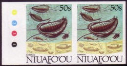 Tonga Niuafo'ou 1989 Fossils And Cambrian Life Forms - Imperf Plate Proof Pair From Evolution Of Earth Set - Fósiles