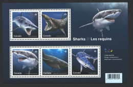 2018  Sharks  Souvenir Sheet Of 5 Different Sc 3105 MNH ** - Unused Stamps
