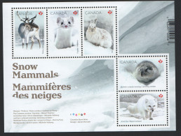 2021 Snow Mammals  Caribou, Ermine, Hare, Lemming, Fox  Souvenir Sheet Of 5 Diffeeent Sc 3275  MNH ** - Unused Stamps