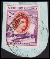1953. SOUTHERN RHODESIA. Elizabeth RHODES GRAVE 2 D Cancelled MARLBOROUGH On Small Piece. (Michel 82) - JF535046 - Southern Rhodesia (...-1964)