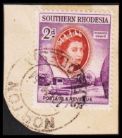 1953. SOUTHERN RHODESIA. Elizabeth RHODES GRAVE 2 D Cancelled NORTON. On Small Piece. (Michel 82) - JF535057 - Southern Rhodesia (...-1964)