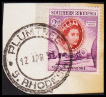 1953. SOUTHERN RHODESIA. Elizabeth RHODES GRAVE 2 D Cancelled PLUMTREE. On Small Piece. (Michel 82) - JF535060 - Southern Rhodesia (...-1964)