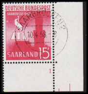 1958. SAARLAND. Internat. Saarmesse, Saarbrücken With Lower Right Corner Margin Print 1 With ... (MICHEL 435) - JF535272 - Gebraucht