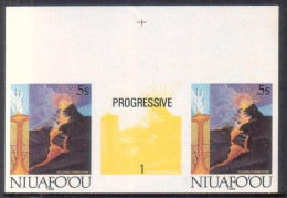 Tonga Niuafo'ou 1989 Mperf Plate Proof Strip -  Volcano - From Evolution Of Earth Set - Volcanes