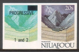 Tonga Niuafo'ou 1989 Imperf Plate Proof Pair - The Mountains - From Evolution Of Earth Set - Mountains