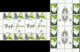 Aland Islands Åland Finland 2016 Europa CEPT Think Green Set Of 2 Blocks Of 8 Stamps And Labels Each Mint - 2016