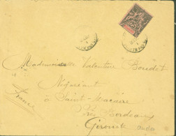 La Réunion YT N°39 CAD Pointe Des Galets Verso Maritime La Réunion à Marseille LV N°4 1 FEV 1898 Transit Bordeaux - Cartas & Documentos