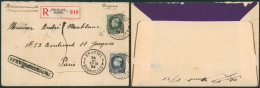 Petit Montenez - N°211 Et 216 Sur Lettre En Recommandé & Expres De Brussel / Bruxelles (1924) > Paris - 1921-1925 Petit Montenez