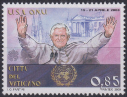 2009 Vatikan,** Mi:VA 1646, Yt:VA 1499, Pastorialreisen Von Papst Benedikt XVI. USA / UNO - Neufs