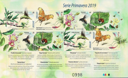 URUGUAY 2019 Mi 3686-3689 HUMMINGBIRDS BUTTERFLIES INSECTS MINT MINIATURE SHEET ** - Segler & Kolibris