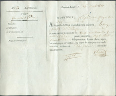 Bulletin D'expédition (imprimé) Des Forges De BEAUFORT Le 16 Août 1814 Pour Envoi Par Diligence De 21 Barres De Fer De P - ...-1852 Prephilately