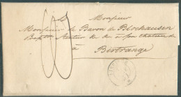 LAC De DIEKIRCH Le 14/01 1851 Vers Birtrange (verso : Dc MERSCH) - 21406 - ...-1852 Préphilatélie