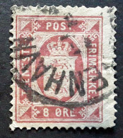 DANMARK DANEMARK Service 1875 - 1902 , Yvert No 8 B, 8 O Rouge Carmin Obl TB - Service