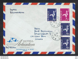 SWEDEN: 1967 EXPRESS COVERT WITH 45 O. X 3 + 2 K. 70 (554x3 + 555) - TO SWITZERLAND - Cartas & Documentos