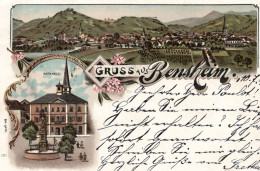 Grus Auss Bensheim - Litho - Panorama - Rathhaus - Bensheim