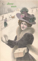 Skieurs , Sports D'hiver * CPA Illustrateur Vienne Viennoise V.K. N°5008/b * Femme Boule De Neige Ski Skieuse Mode - Wintersport