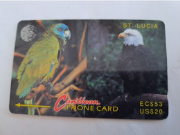 ST LUCIA    $ 53/$20  CABLE & WIRELESS   LUCIA PARROT/ AMERICAN AEGLE    11CSLA   Fine Used Card ** 14271** - Santa Lucía