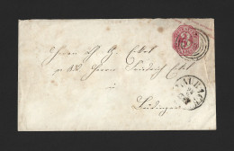 AD THURN AND TAXIS 1867 3Kr. Brief LAUBACH SCHOTTEN Ankunftsstempel Old German States Allemagne Alemania Cover Ganzsache - Storia Postale
