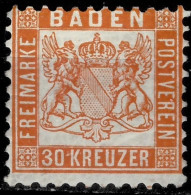 Baden 1862  30 Kr  Unused, Hinged - Nuevos