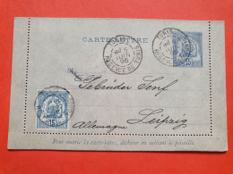 Tunisie - Entier Postal + Complément De Tunis Pour L'Allemagne En 1895 - JJ 67 - Lettres & Documents