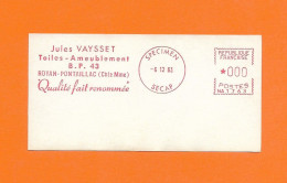 EMA SPECIMEN RED METER STAMP ABSENDERFREISTEMPEL MEUBLE AMEUBLEMENT MOBEL MOBILIER TOILE VAYSSET ROYAN PONTILLAC QUALITE - Usines & Industries