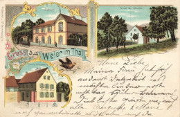 Weier Im Thal , Wihr Au Val * 1902 * Gruss Souvenir Litho * Bahnhof , Ferme , Auberge Neuve * Haut Rhin - Sonstige & Ohne Zuordnung