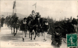 Cluny Les Fêtes Septembre 1910 Louis XI Et Son Escorte De Seigneurs Cheval Saône-et-Loire 71250 N°2 Dos Vert Cpa Voyagée - Cluny