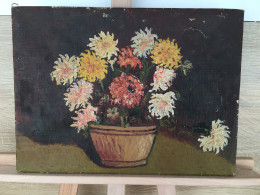 Delcampe - Still Life Flowers Fleurs Blumen - Oil On Thick Paper Applied On Canvas Wooden Chassis - Size 365/207 Mm  - Huiles