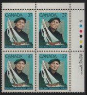 Canada 1988 MNH Sc 1228 37c Angus Walters, Bluenose UR Plate Block - Números De Planchas & Inscripciones