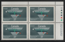 Canada 1988 MNH Sc 1214 37c St. John's Harbour UR Plate Block - Plate Number & Inscriptions
