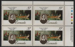 Canada 1988 MNH Sc 1227 37c Frances Ann Hopkins UR Plate Block - Plaatnummers & Bladboorden