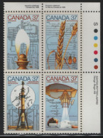 Canada 1988 MNH Sc 1209a 37c Science, Technology UR Plate Block - Números De Planchas & Inscripciones