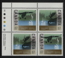 Canada 1988 MNH Sc 1205a 37c Duck, Moose UL Plate Block - Numeri Di Tavola E Bordi Di Foglio