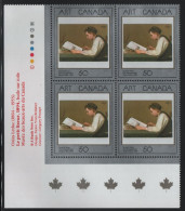 Canada 1988 MNH Sc 1203 50c The Young Reader LL Plate Block - Plate Number & Inscriptions