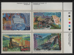 Canada 1988 MNH Sc 1202a 37c Explorers UR Plate Block - Numeri Di Tavola E Bordi Di Foglio