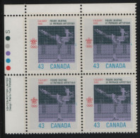 Canada 1988 MNH Sc 1197 47c Figure Skating UL Plate Block - Plaatnummers & Bladboorden