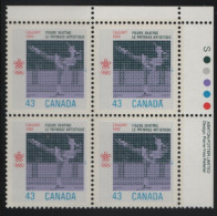 Canada 1988 MNH Sc 1197 47c Figure Skating UR Plate Block - Num. Planches & Inscriptions Marge