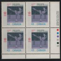 Canada 1988 MNH Sc 1197 47c Figure Skating LR Plate Block - Plate Number & Inscriptions