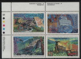 Canada 1988 MNH Sc 1202a 37c Explorers UL Plate Block - Plate Number & Inscriptions