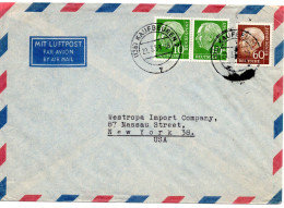 68229 - Bund - 1959 - 60Pfg Heuss I MiF A LpBf KAUFBEUREN -> New York, NY (USA) - Covers & Documents